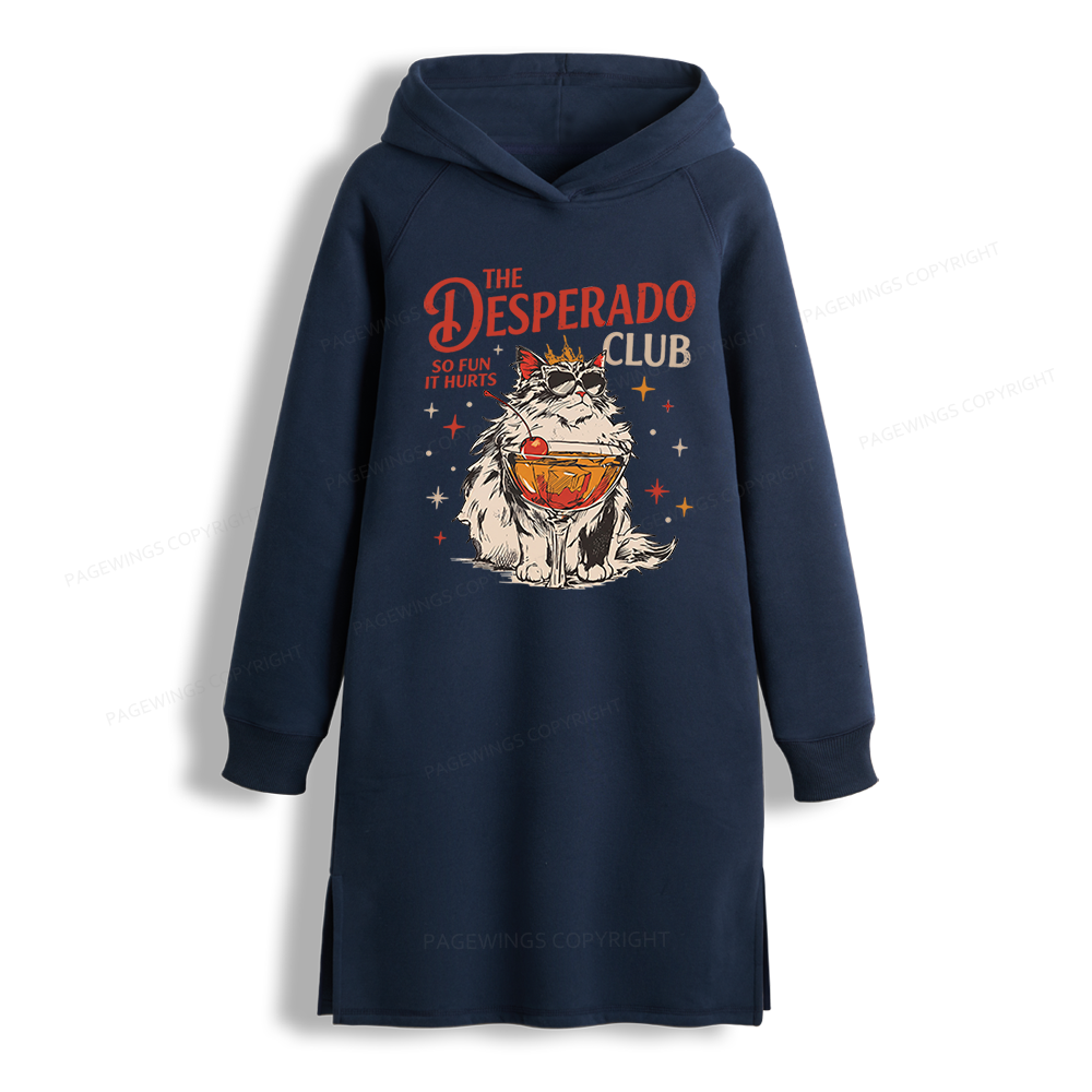Pagewings Desperado Club Side-Slit Fleece Hoodie Dress