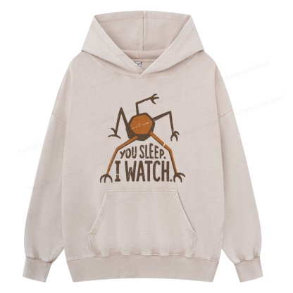 Pagewings You Sleep I Watch Unisex Washed Hoodie