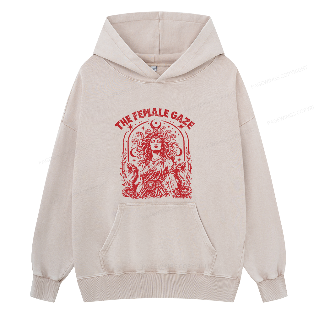 Pagewings Vintage Medusa Feminist Unisex Washed Hoodie
