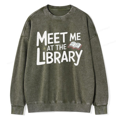 Pagewings Meet Me At The Library Unisex Washed Sweatshirt