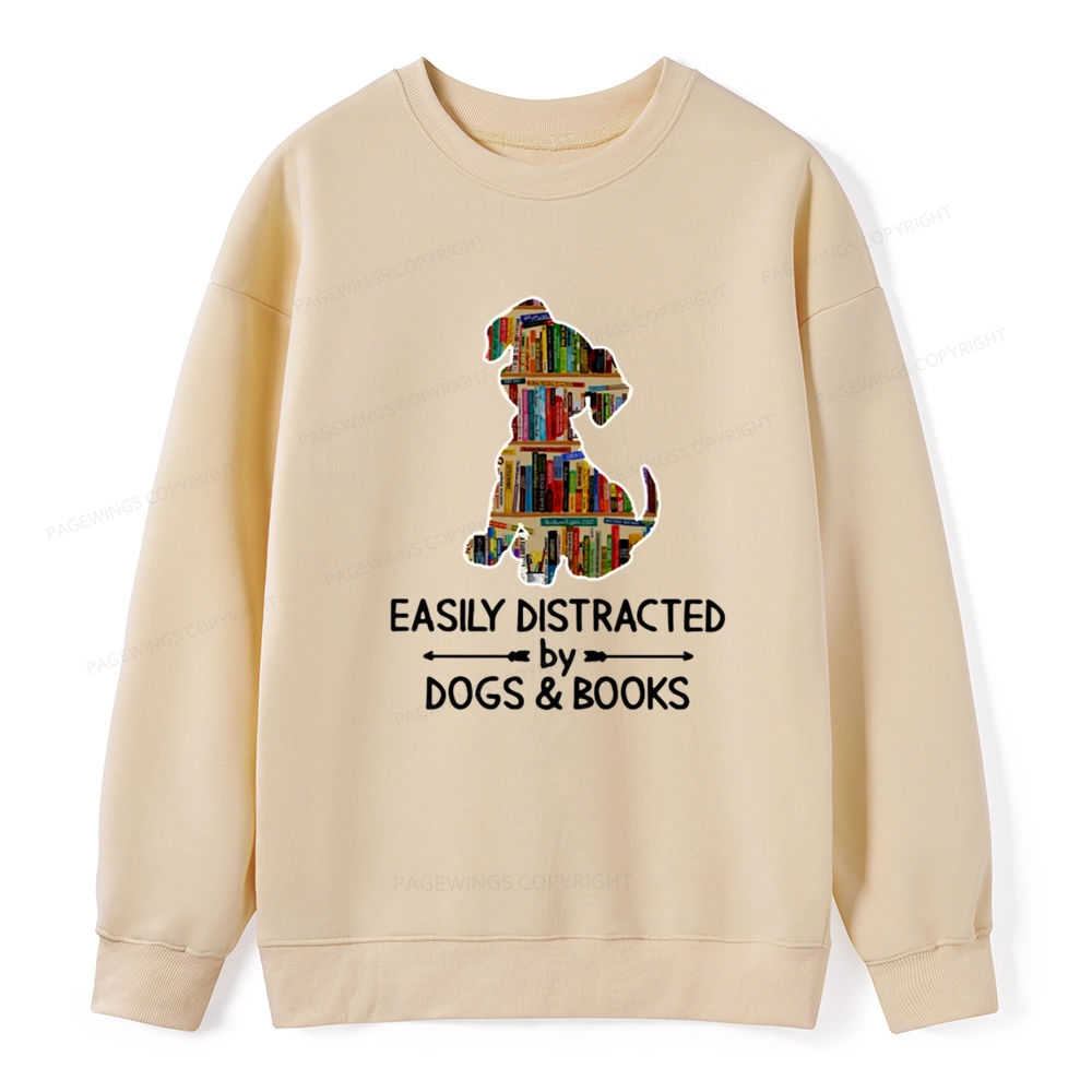 Pagewings Easily Distracted By Dogs And Books Unisex Classic Sweatshirt