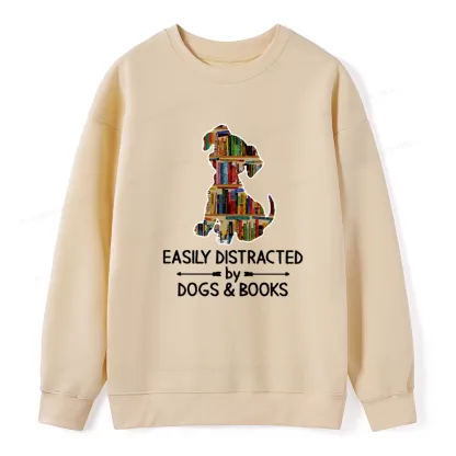 Pagewings Easily Distracted By Dogs And Books Unisex Classic Sweatshirt
