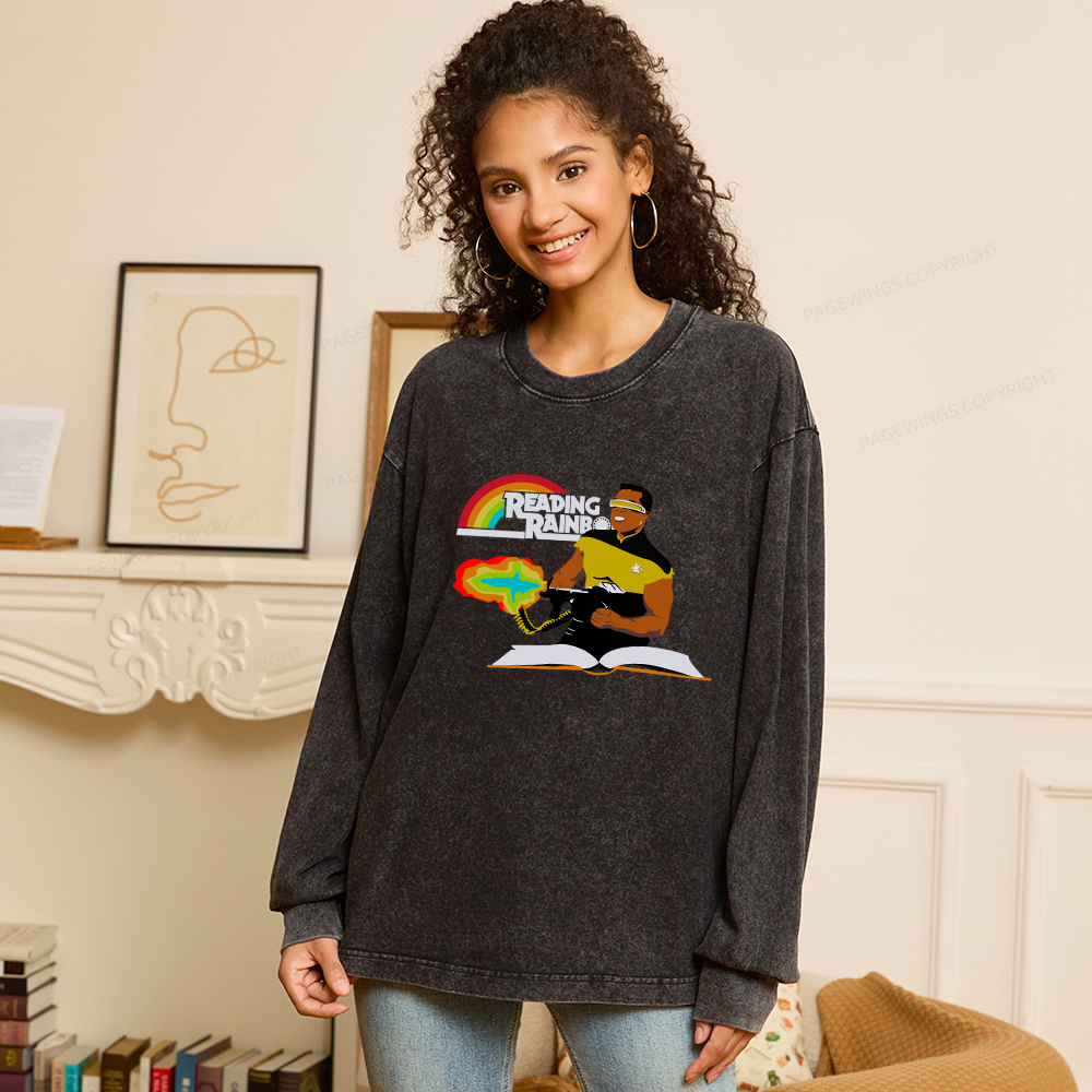 Pagewings Reading Rambo Unisex Washed Long Sleeve T-shirt