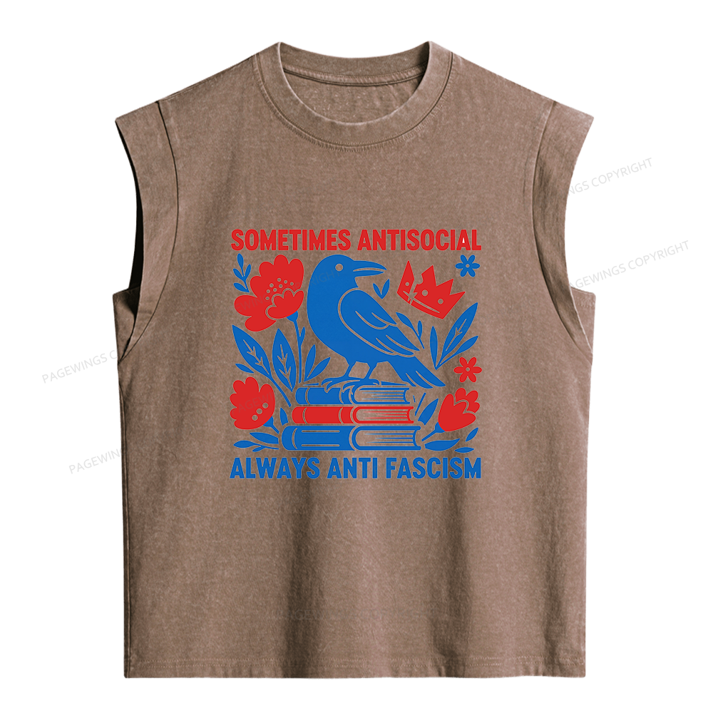 Pagewings Anti Fascism Women's Washed Tank Top