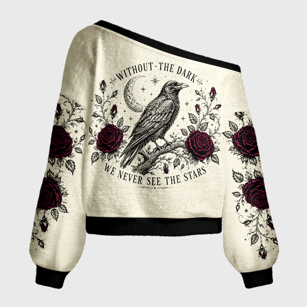 Pagewings Reading Crow Off Shoulder Ugly Knit Sweater