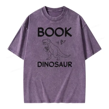 Pagewing Dinosaur Book Lover Unisex Washed T-shirt