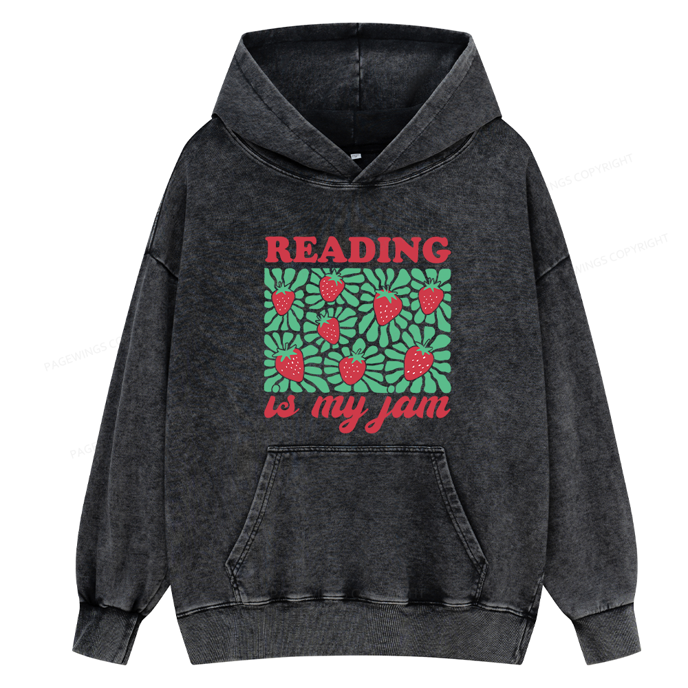 Pagewings Reading Is My Jam Unisex Washed Hoodie