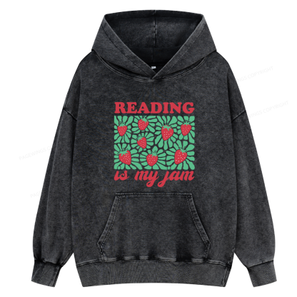 Pagewings Reading Is My Jam Unisex Washed Hoodie