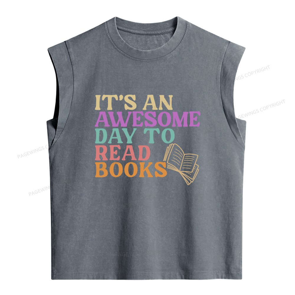 Pagewings Awesome Day To Read A Book Women's Washed Tank Top