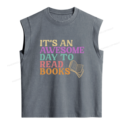 Pagewings Awesome Day To Read A Book Women's Washed Tank Top