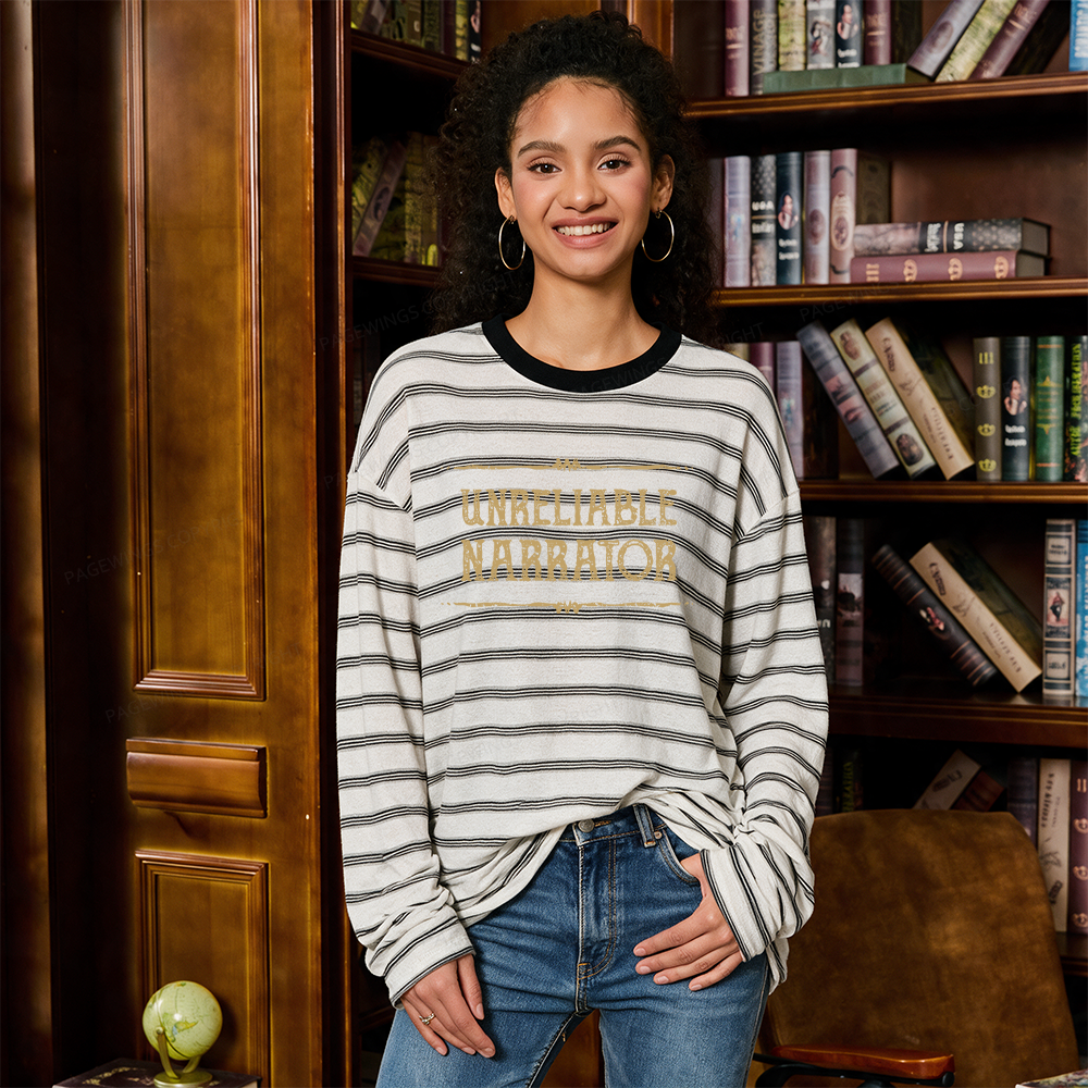 Pagewings Unreliable Narrator Unisex Striped Long Sleeve T-Shirt