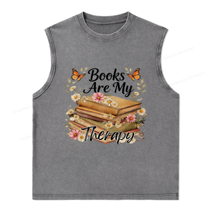 Pagewings Books Are My Therapy Unisex Washed Tank Top