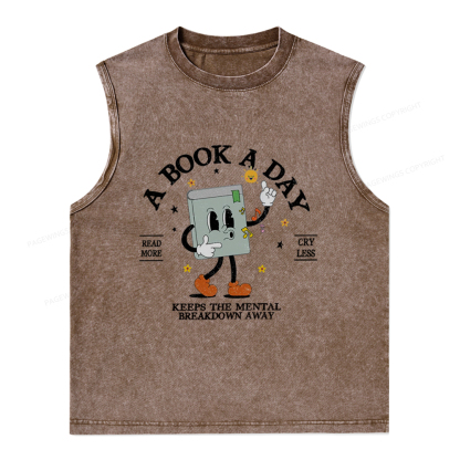 Pagewings A Book A Day Keep The Mental Breakdown Away Unisex Washed Tank Top