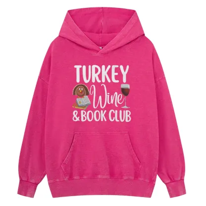 Pagewings Book Club Wine Unisex Washed Hoodie