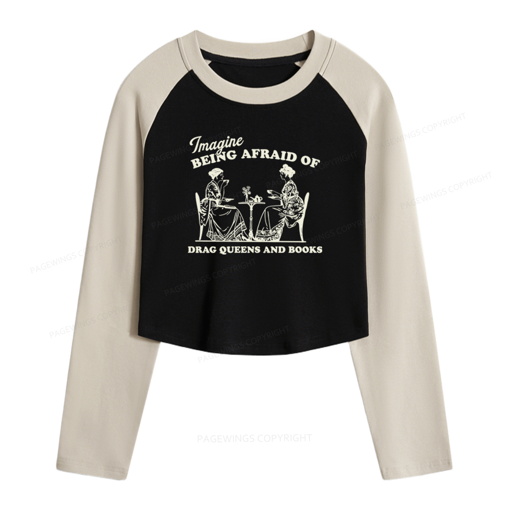 Pagewings Drag Queens Women Long Sleeve Crop Raglan T-shirt