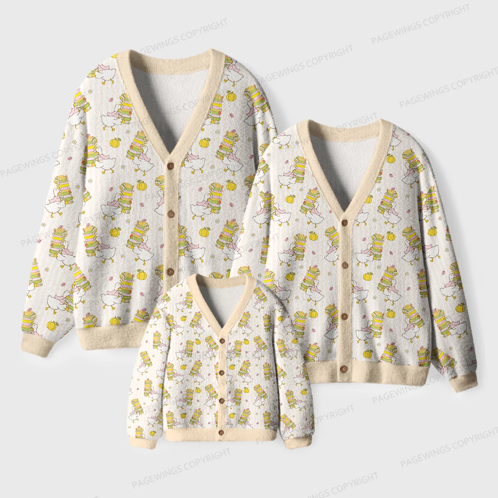 Pagewings Silly Goose Reading Club Unisex Ugly Cardigan Sweaters