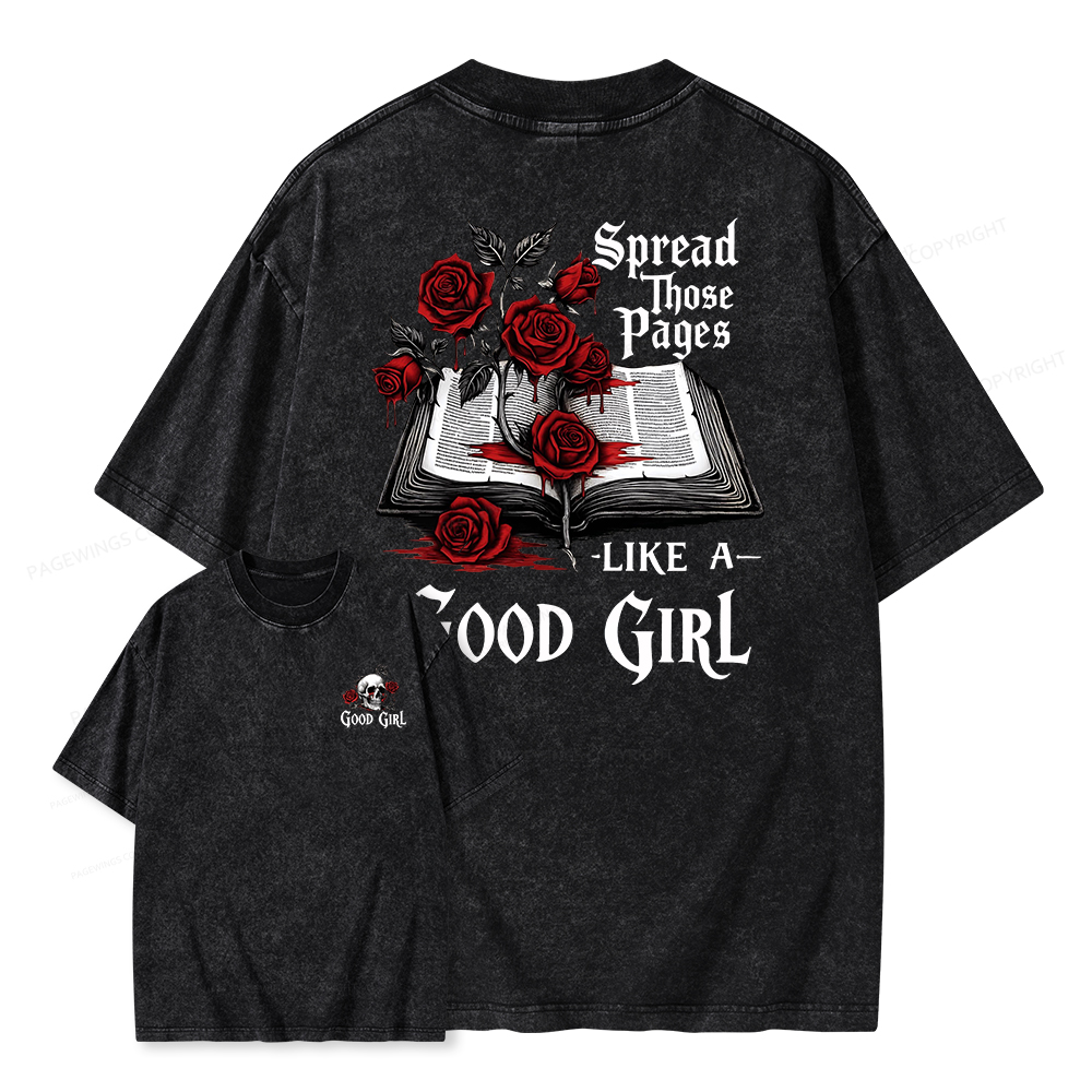 Pagewings Spread Those Pages Like a Good Girl Unisex Washed T-shirt