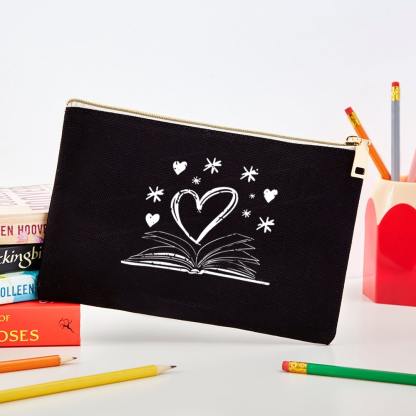 Pagewings Bookworm Librarian Valentines Day Book Pouch