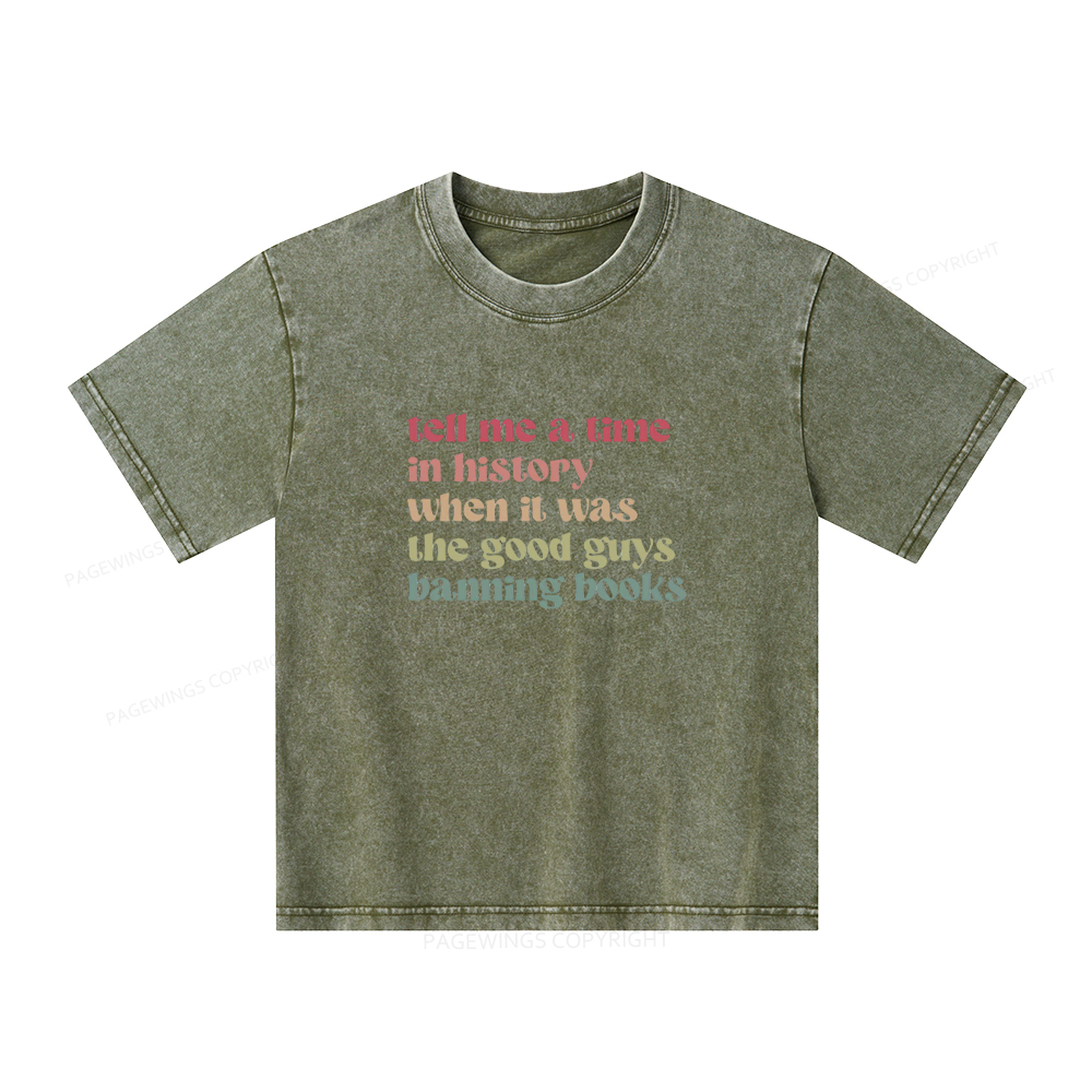 Pagewings Tell Me a Time in History Unisex Kids Washed T-shirt
