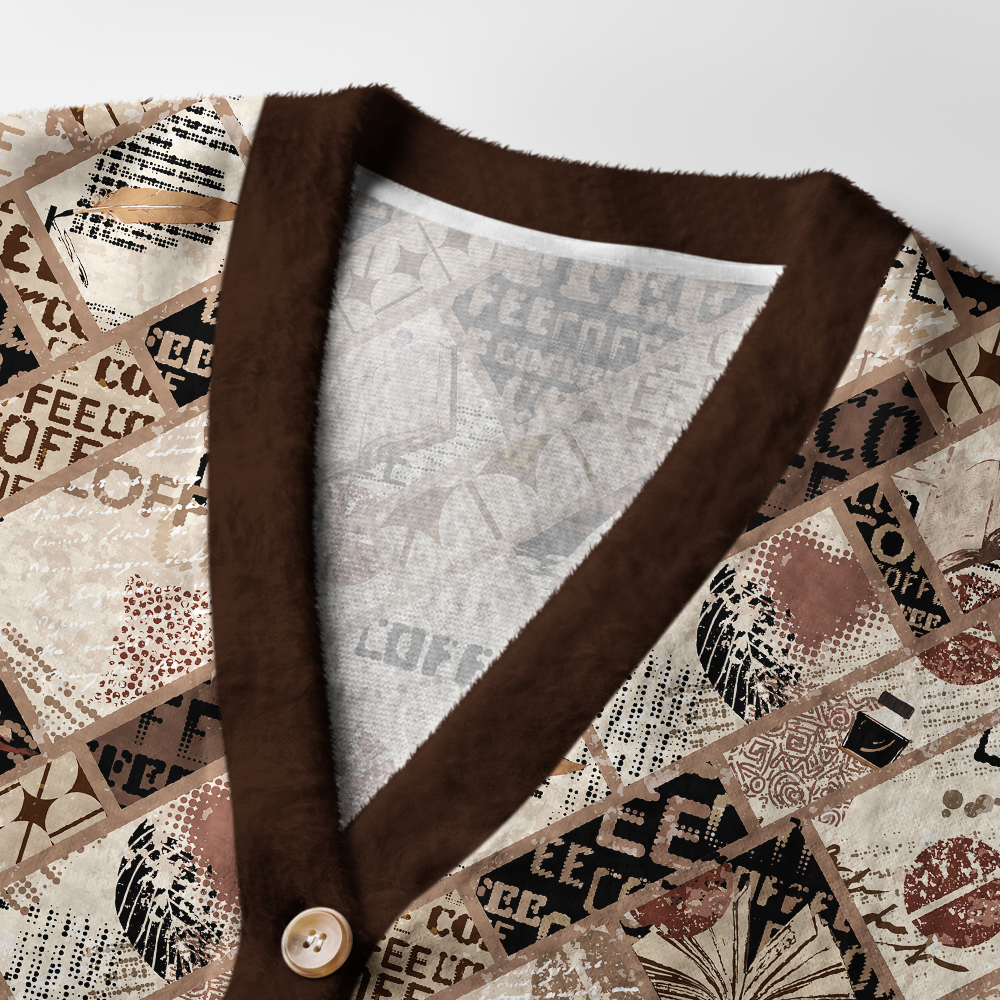 Pagewings Coffee And Books Light Knit Unisex Cardigan Sweaters