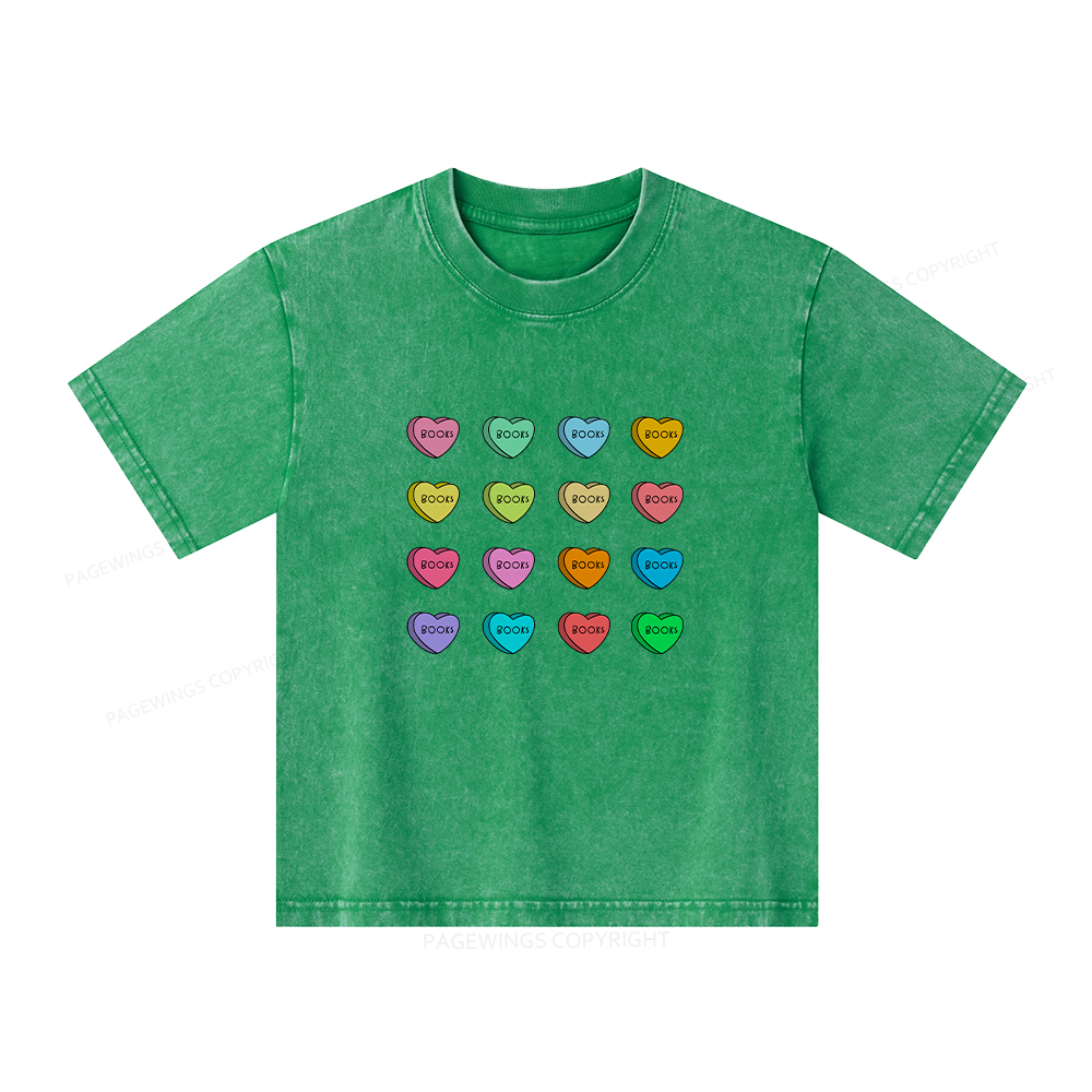 Pagewings Valentine's Day Librarian Unisex Kids Washed T-shirt