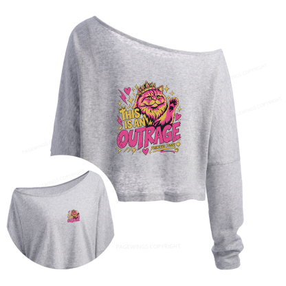 Pagewings This Is An Outrage Slouchy Long Sleeve Off Shoulder T-shirt