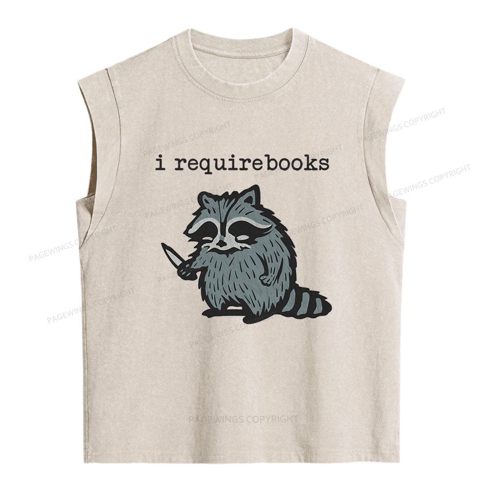 Pagewings I Require Books Women's Washed Tank Top
