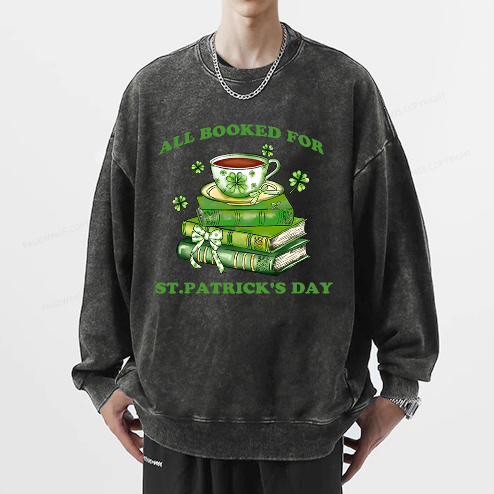 Pagewings All Booked For St. Patrick's Day Washed Sweatshirt