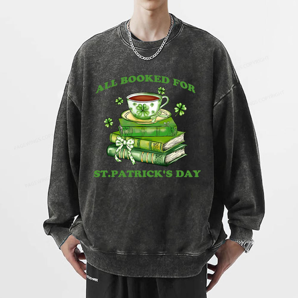 Pagewings All Booked For St. Patrick's Day Washed Sweatshirt
