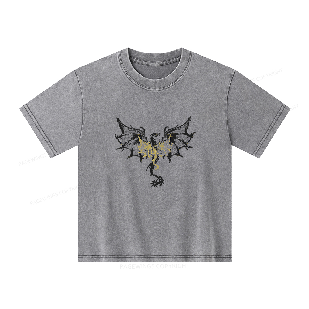 Pagewings Dragon Fantasty Unisex Kids Washed T-shirt
