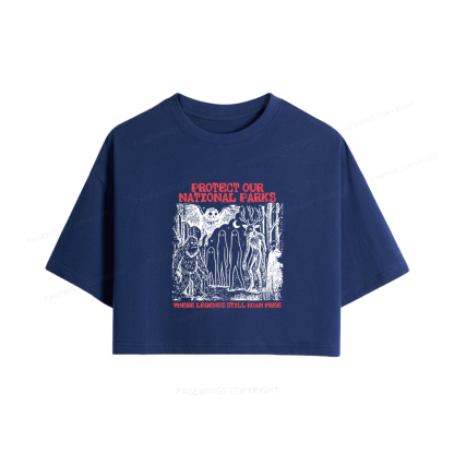 Pagewings Protect Our Parks Vintage Camping Women Crop Tops