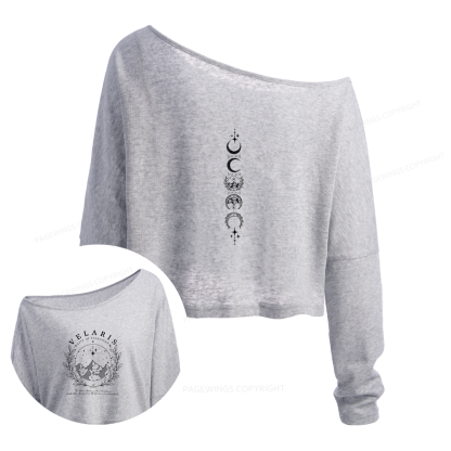 Pagewings Fantasy Romance Books Slouchy Long Sleeve Off Shoulder T-shirt