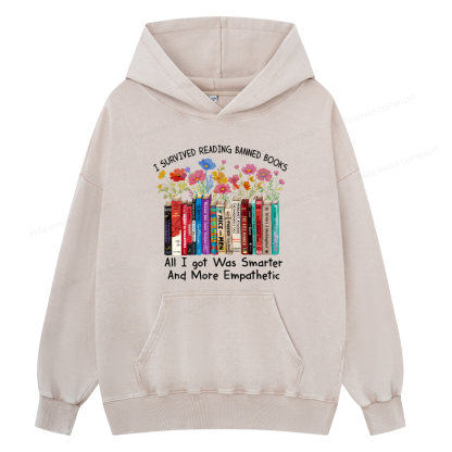 Pagewings Survived Banned Books Got Smarter Unisex Washed Hoodie