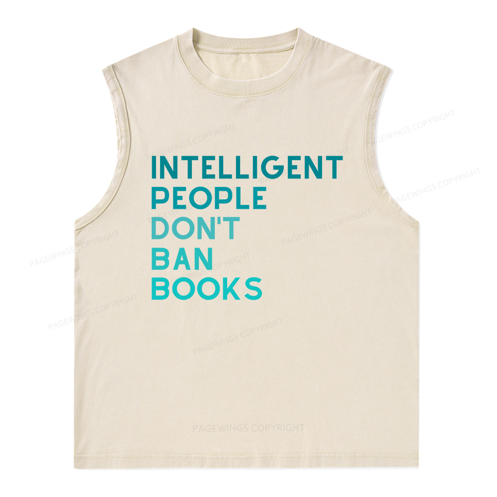 Pagewings Intelligent People Don't Ban Books Unisex Washed Tank Top