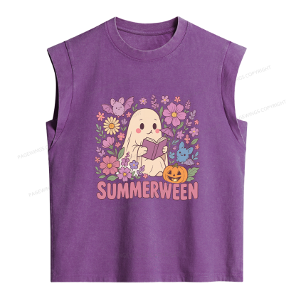 Pagewing Ghost Summerween Women's Washed Tank Top