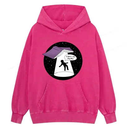 Pagewings Take Me Away Unisex Washed Hoodie