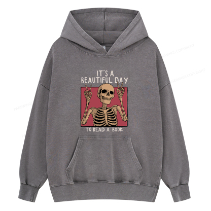 Pagewings It's A Beautiful Day To Read A Book Unisex Washed Hoodie