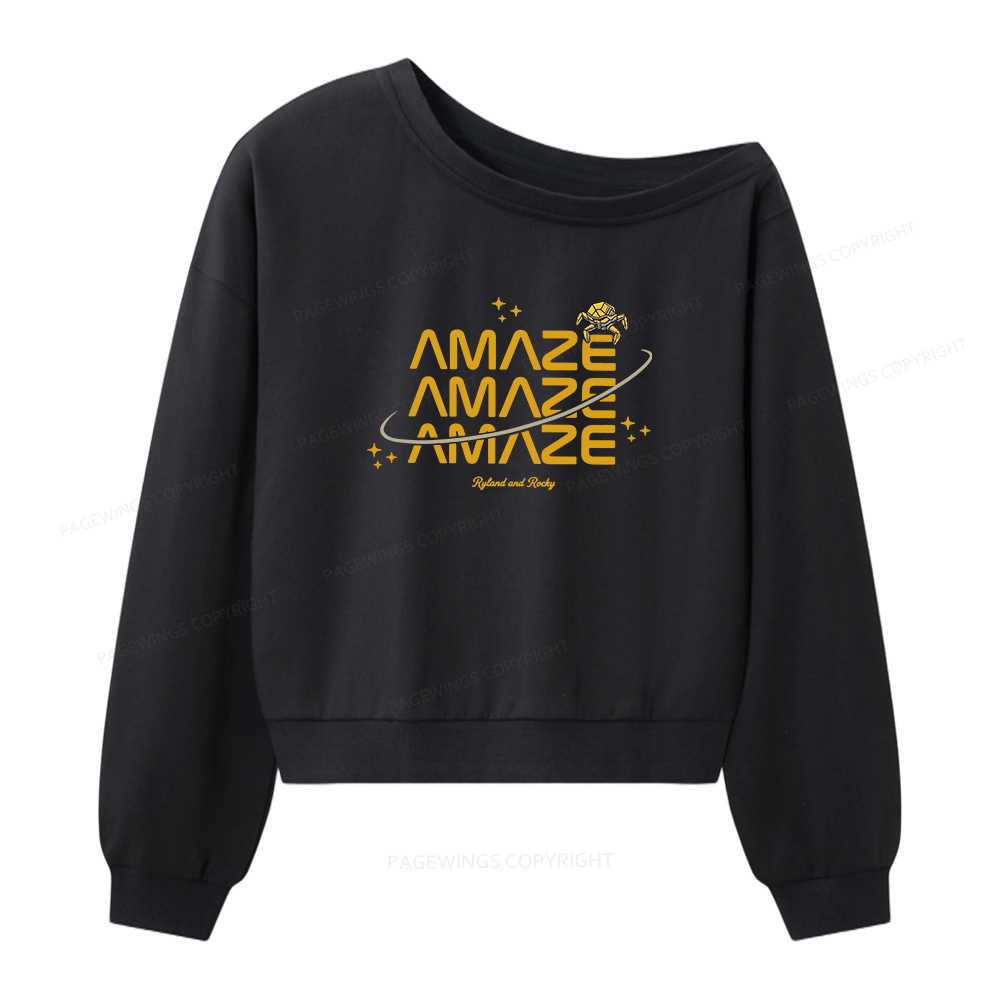 Pagewings Funny Space Women Off Shoulder Sweatshirt