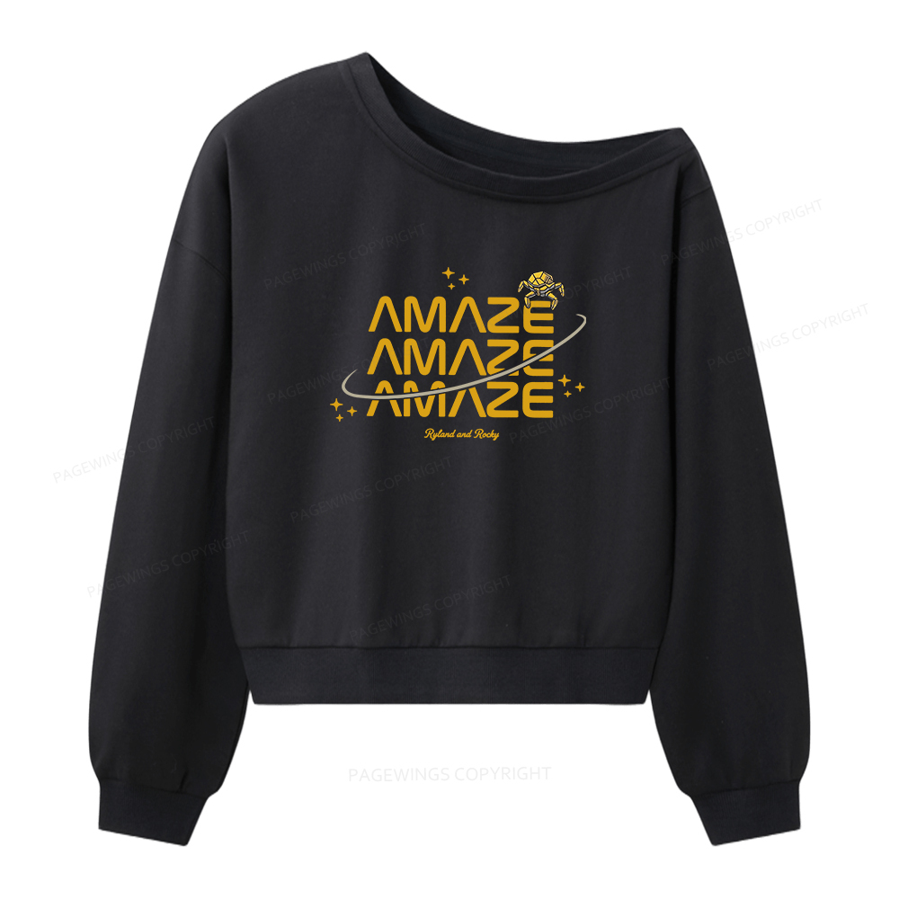 Pagewings Funny Space Women Off Shoulder Sweatshirt
