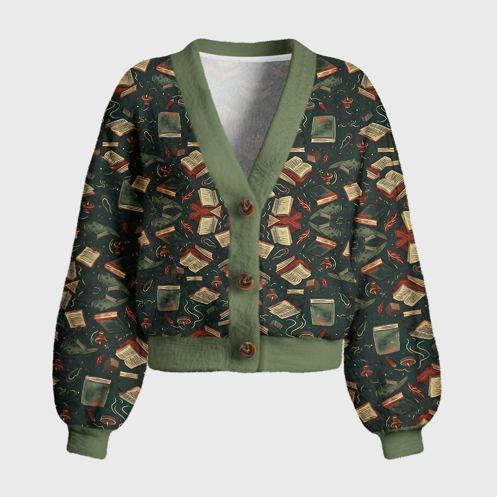 Pagewings Fantasy Bookish Women's Cardigan Sweater