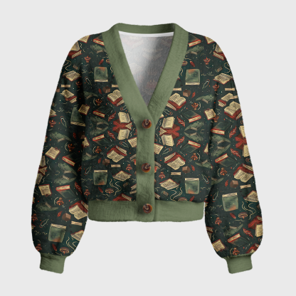 Pagewings Fantasy Bookish Women's Cardigan Sweater