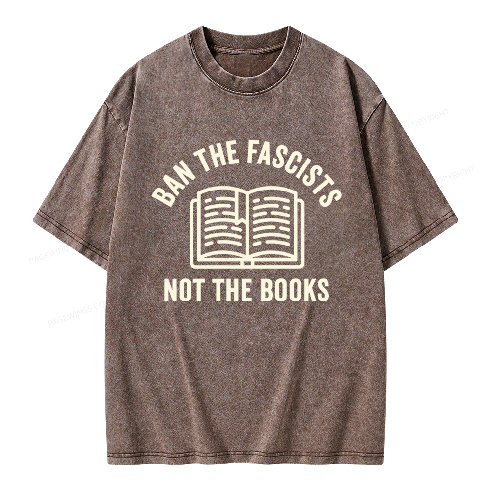 Pagewings Ban Fascists Not Books Unisex Washed T-shirt