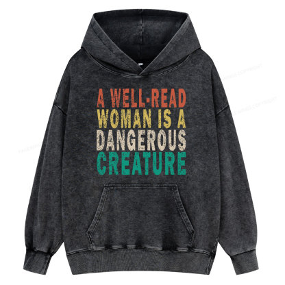 Pagewings A Well-Read Woman Is A Dangerous Creature Unisex Washed Hoodie