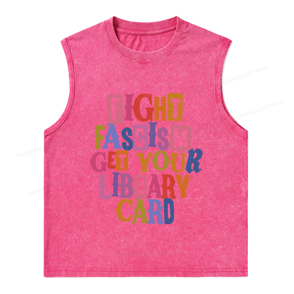 Pagewings Get Your Library Card Unisex Washed Tank Top