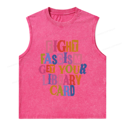 Pagewings Get Your Library Card Unisex Washed Tank Top