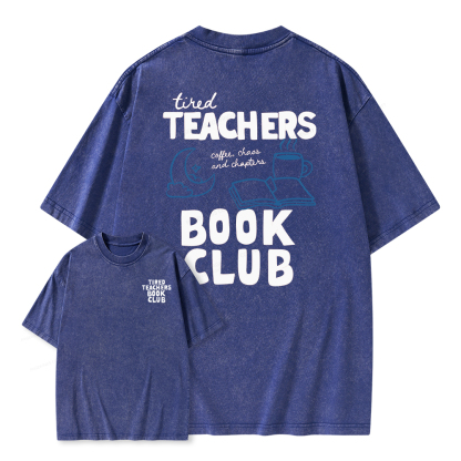 Pagewings Tired Teachers Book Club Unisex Washed T-shirt