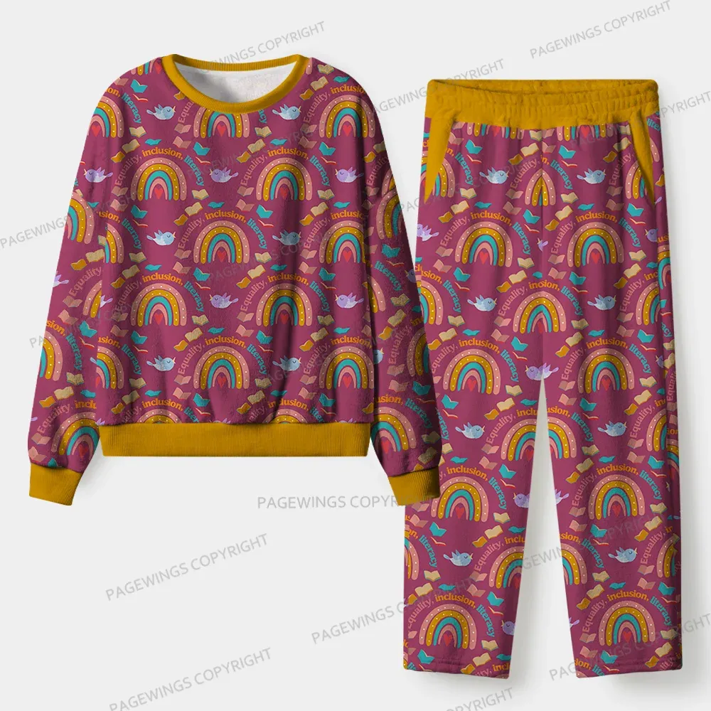 Pagewings Equality Inclusion Literacy Unisex Flannel Pajama Set