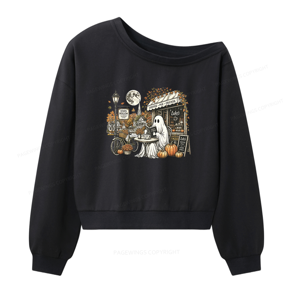 Pagewings Stars Hollow Ghost Women Off Shoulder Sweatshirt