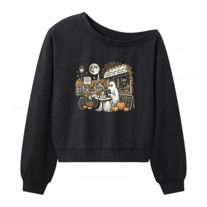 Pagewings Stars Hollow Ghost Women Off Shoulder Sweatshirt