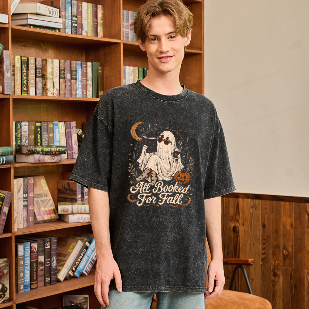 Pagewings Ghost All Booked For Fall Unisex Washed T-shirt